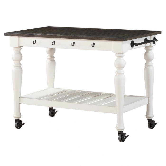 Steve Silver Joanna Kitchen Cart in Two-tone Ivory and Mocha