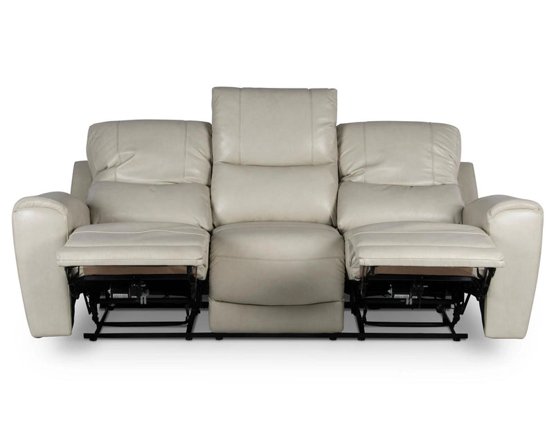 Steve Silver Laurel Leather Dual Power Reclining Sofa in Ivory