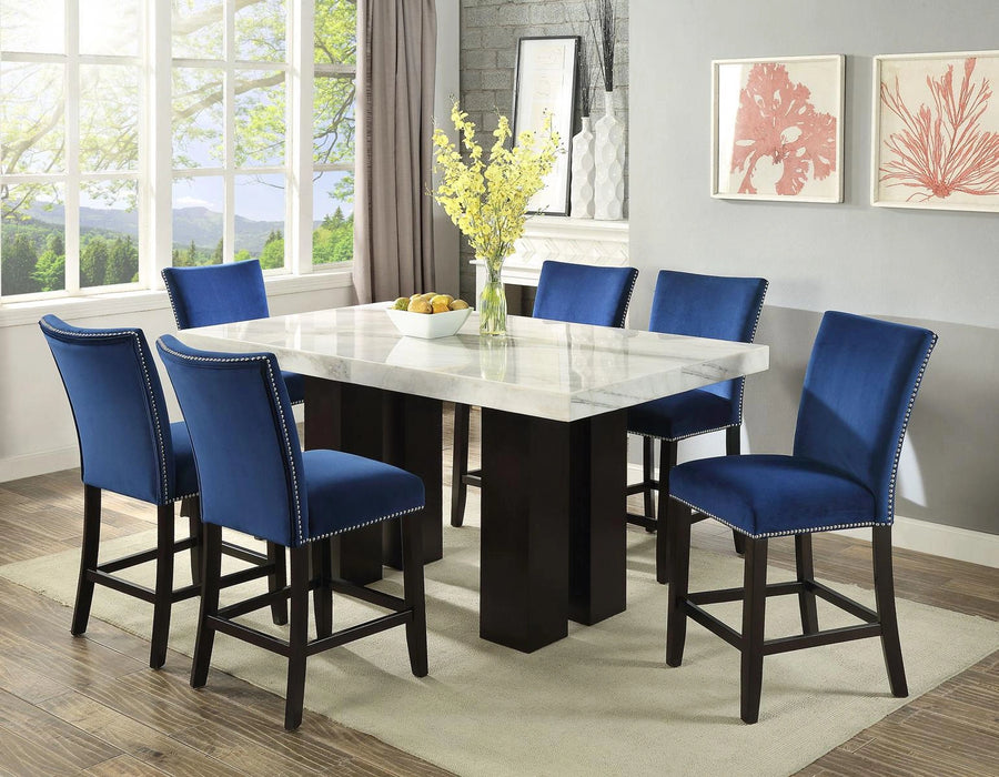 Steve Silver Camila Marble Top Counter Table in White