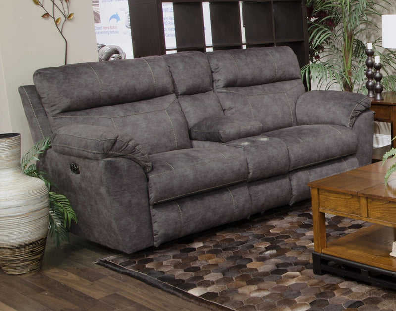Catnapper Sedona Pwr Hdrst w/Lumbar Lay Flt Rcl Cnsl Loveseat w/Stg & Cphldrs in Smoke 762229