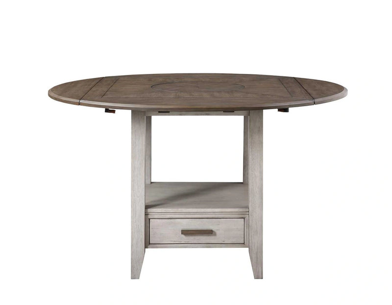 Steve Silver Abacus Round Drop Leaf Storage Table in Smoky Alabaster