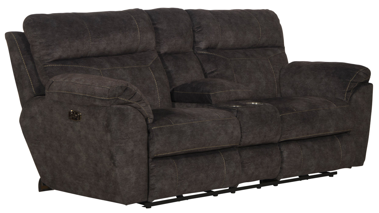 Sedona Pwr Hdrst w/Lumbar Lay Flt Rcl Cnsl Loveseat w/Stg & Cphldrs - Valeri Furniture & Blinds (Appleton, WI)