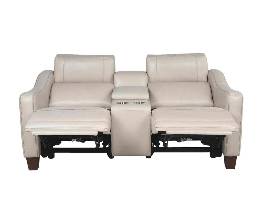 Steve Silver Giorno Dual Power Leather Console Loveseat in Ivory
