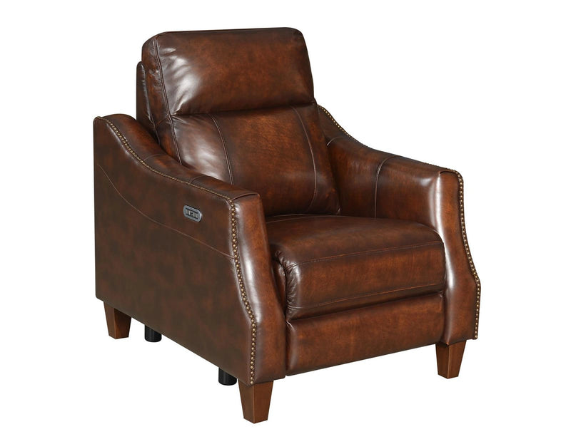 Steve Silver Akari Leather Dual Power Recliner in English Chestnut