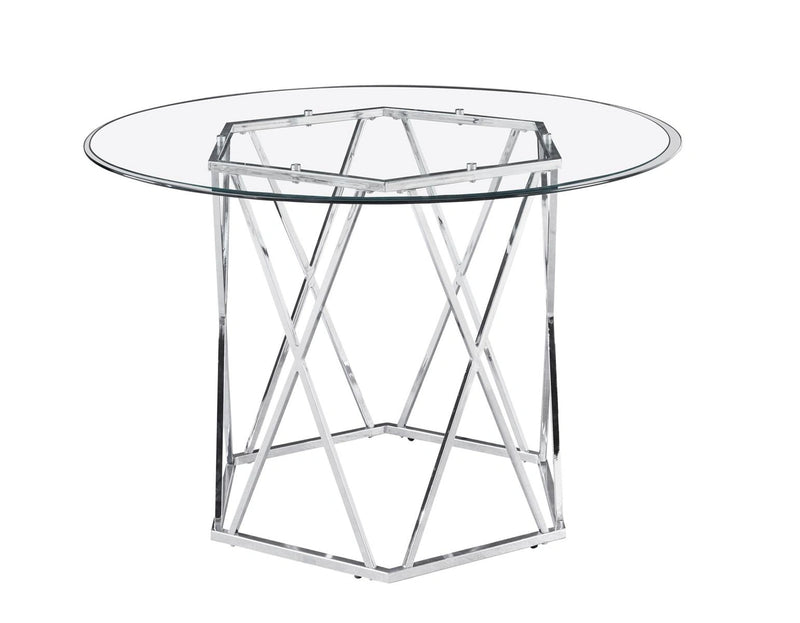 Steve Silver Escondido Round Dining Table in Chrome