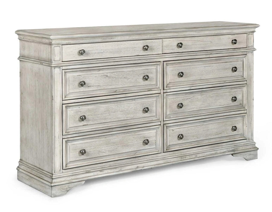 Steve Silver Highland Park 8 Drawer Dresser in Cathedral White