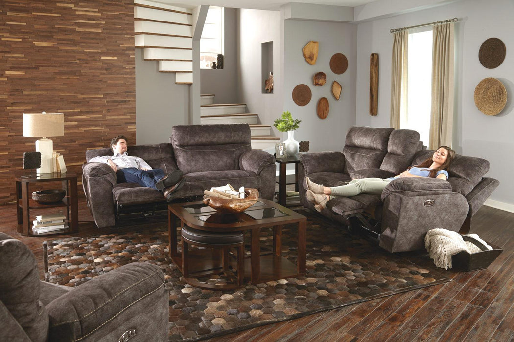 Catnapper Sedona Pwr Hdrst w/Lumbar Lay Flt Rcl Cnsl Loveseat w/Stg & Cphldrs in Smoke 762229