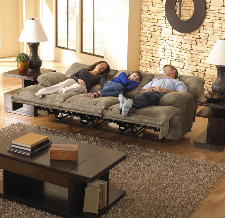 Catnapper Voyager Power Lay Flat Reclining Sofa with Drop Down Table in Brandy