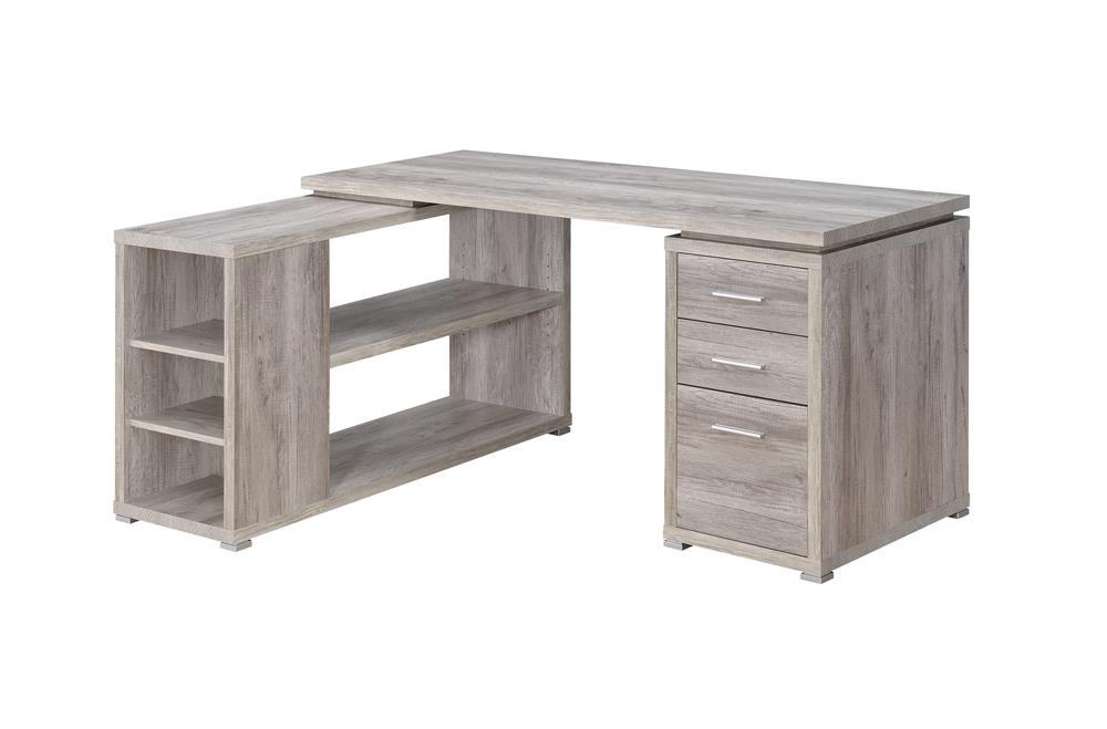 Yvette L-shape Office Desk Grey Driftwood