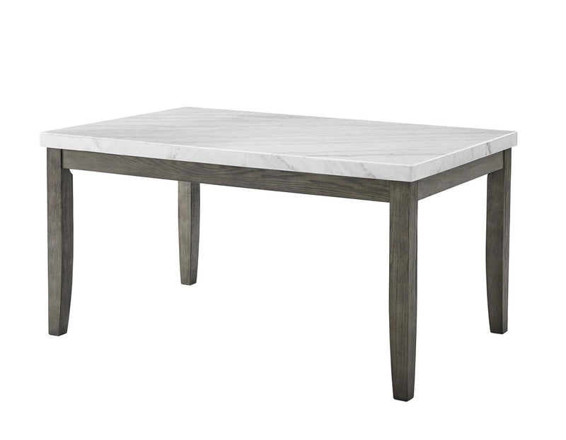 Steve Silver Emily White Marble Top Dining Table in Mossy Grey