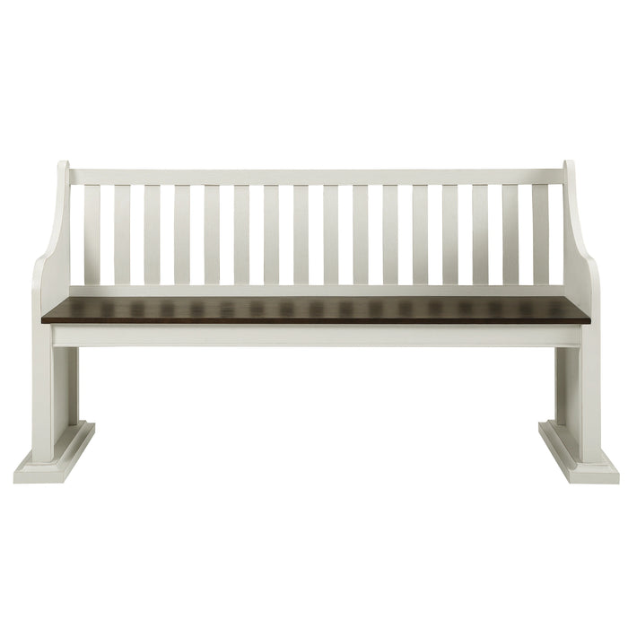 Steve Silver Joanna Bench with Back in Two-tone Ivory and Mocha