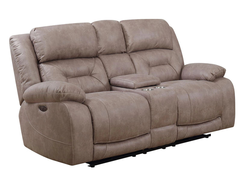 Steve Silver Aria Dual Power Reclining Console Loveseat in Desert Sand