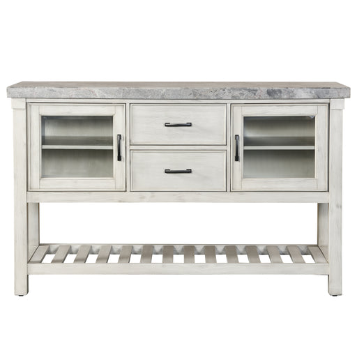 Steve Silver Canova Gray Marble Top Server in Cathedral White - Valeri Furniture & Blinds (Appleton, WI)