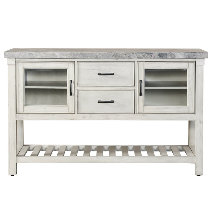 Steve Silver Canova Gray Marble Top Server in Cathedral White - Valeri Furniture & Blinds (Appleton, WI)