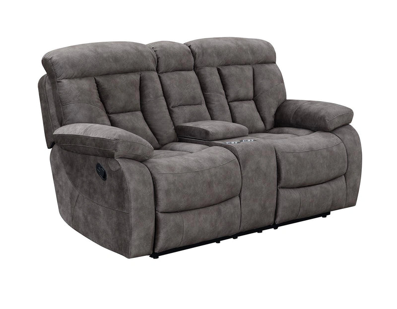 Steve Silver Bogata Manual Reclining Console Loveseat in Majestic Mushroom