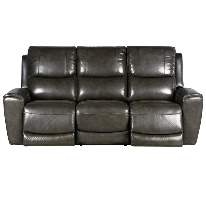 Steve Silver Laurel Leather Dual Power Reclining Sofa in Grey