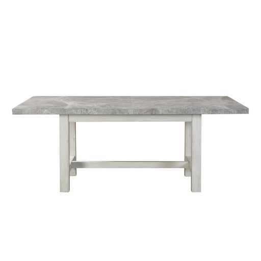 Steve Silver Canova Gray Marble Top Dining Table in Cathedral White - Valeri Furniture & Blinds (Appleton, WI)