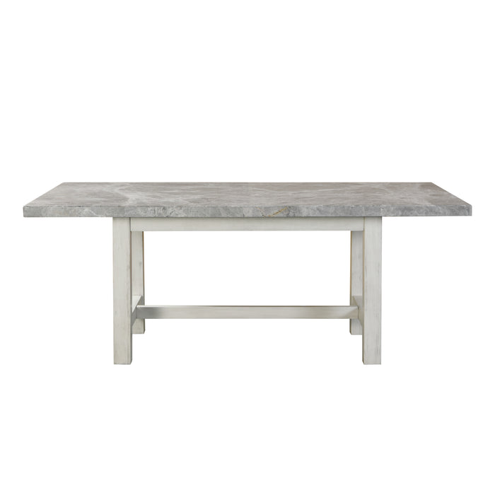 Steve Silver Canova Gray Marble Top Dining Table in Cathedral White - Valeri Furniture & Blinds (Appleton, WI)